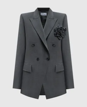 Giuseppe Di Morabito Milano Gray double-breasted jacket made of wool with a brooch